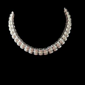 Vintage Sterling Silver Bracelet Genuine Diamond Accent 7 "